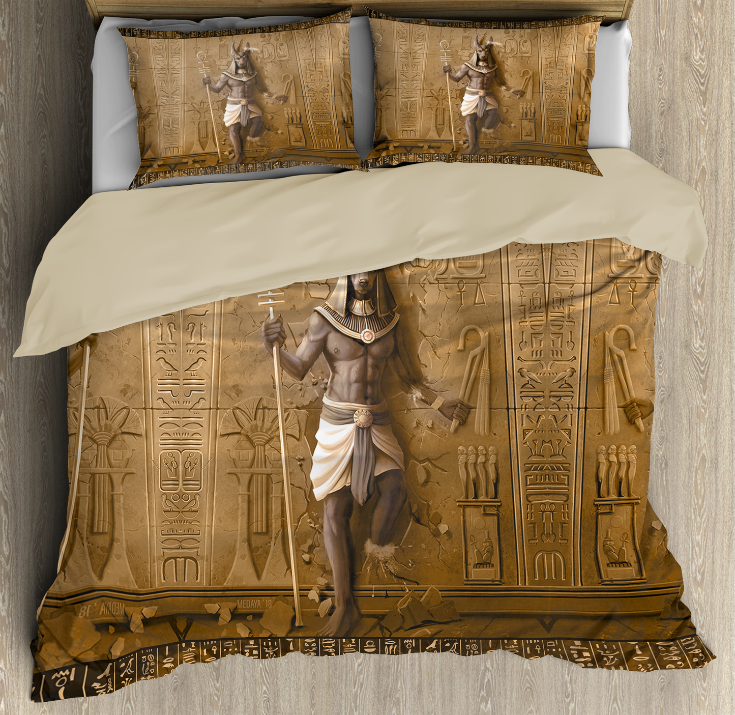 Anubis Face Gold Ancient Egyptian Mythology Culture 3D design Bedding set