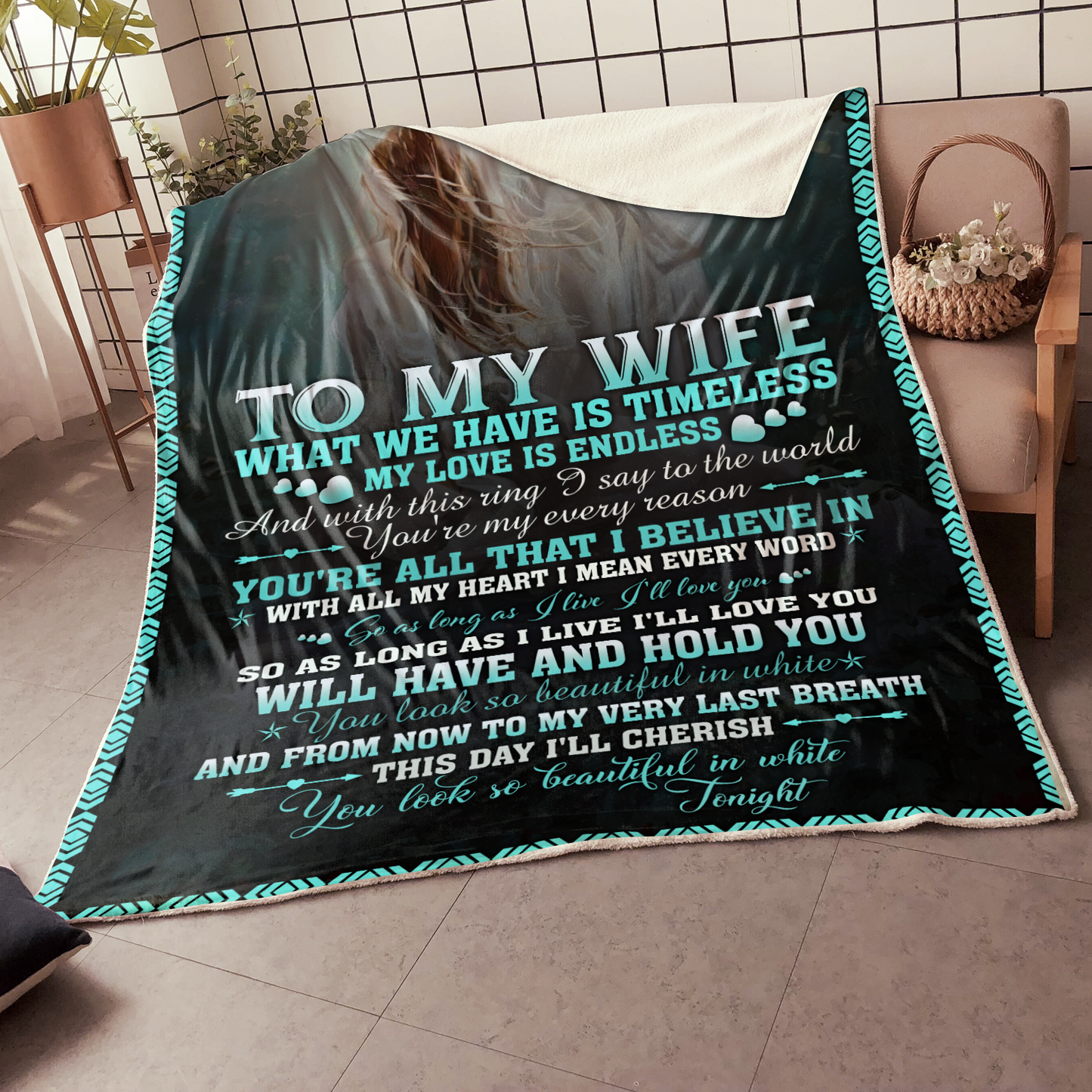 To My Wife Sherpa Blanket TT