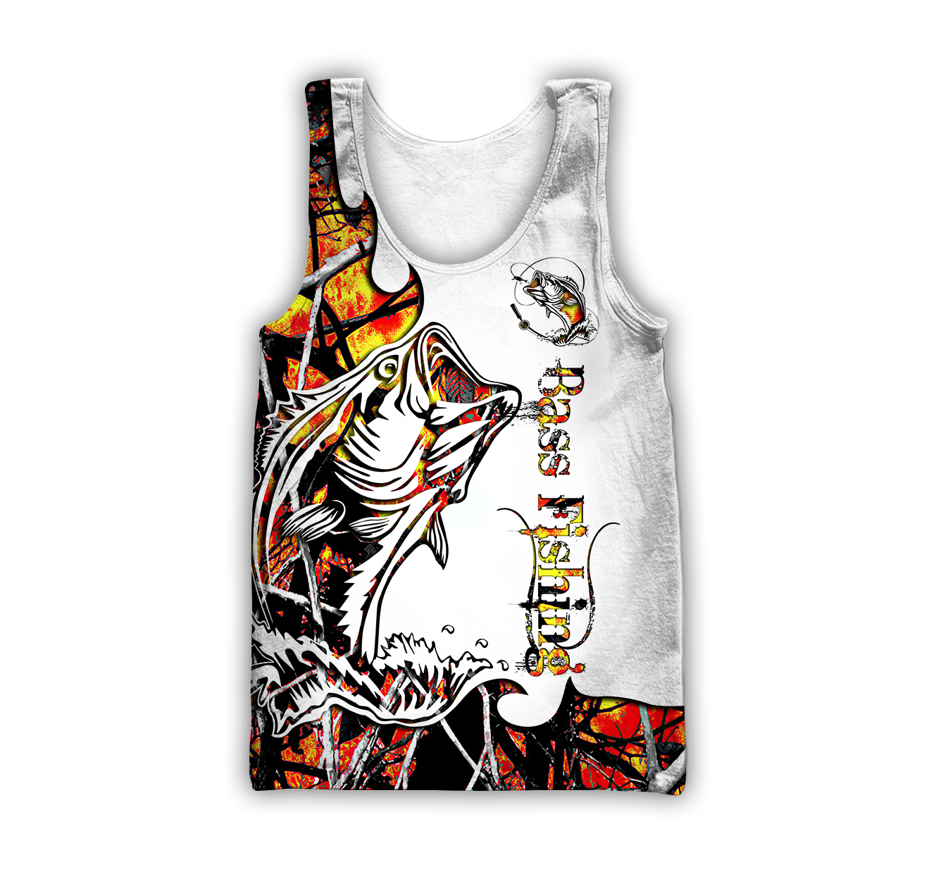 Bass Fishing Sport Orange Camo tattoo 3D shirts for men and women