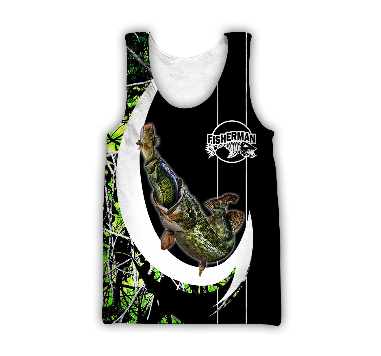 The great fish eats the small Green Camo Hook 3d print shirts