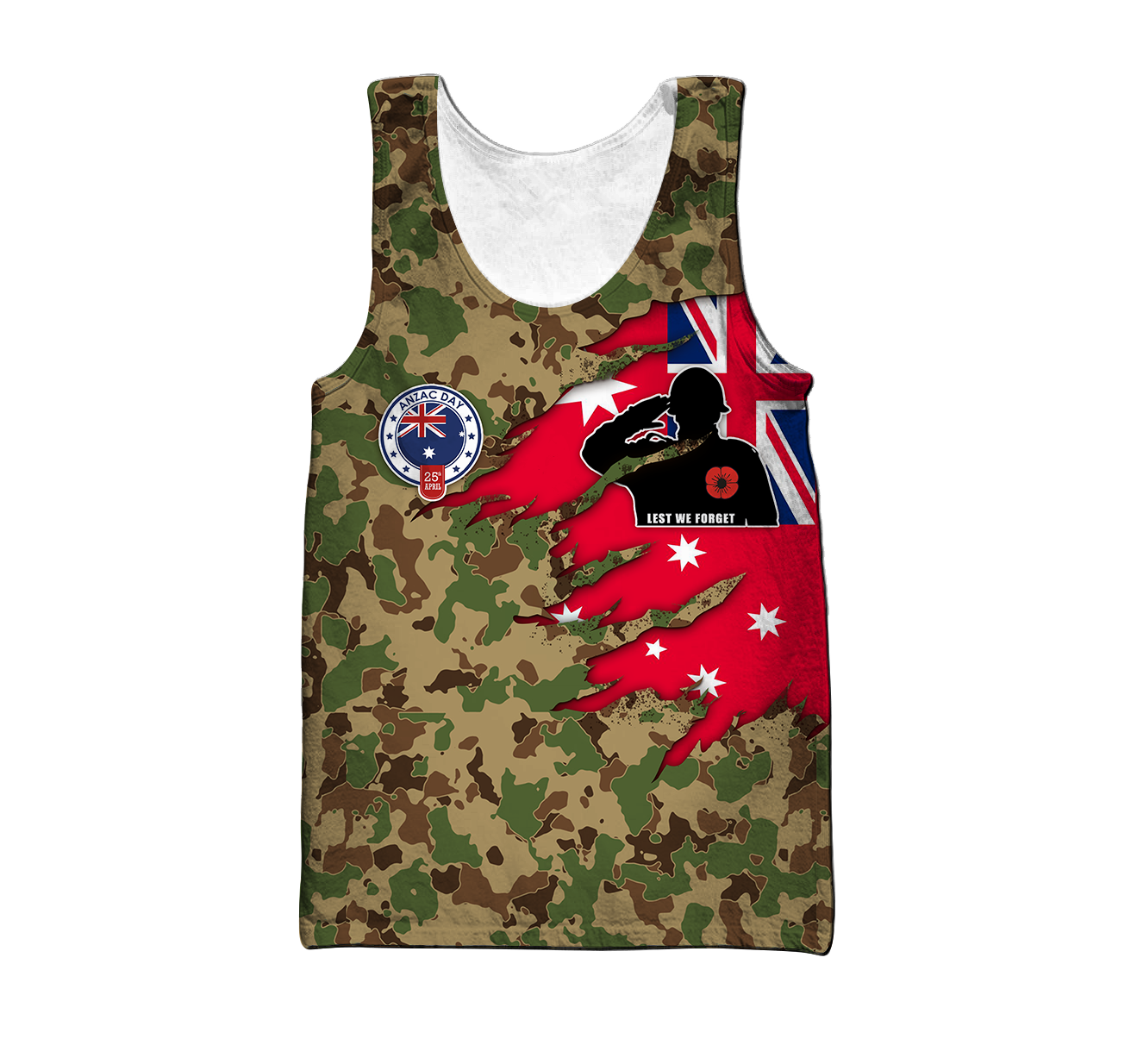 Tmarc Tee Anzac day remembrance Kiwi and Australia Camo 3D print shirt