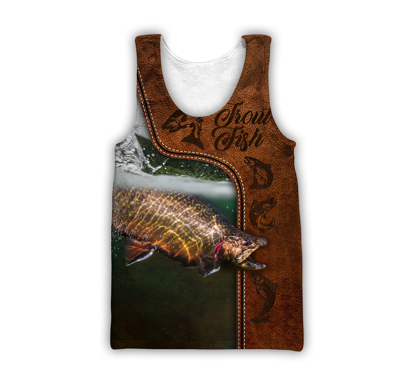 Trout Fishing water camo Cosplay leather 3D print shirts