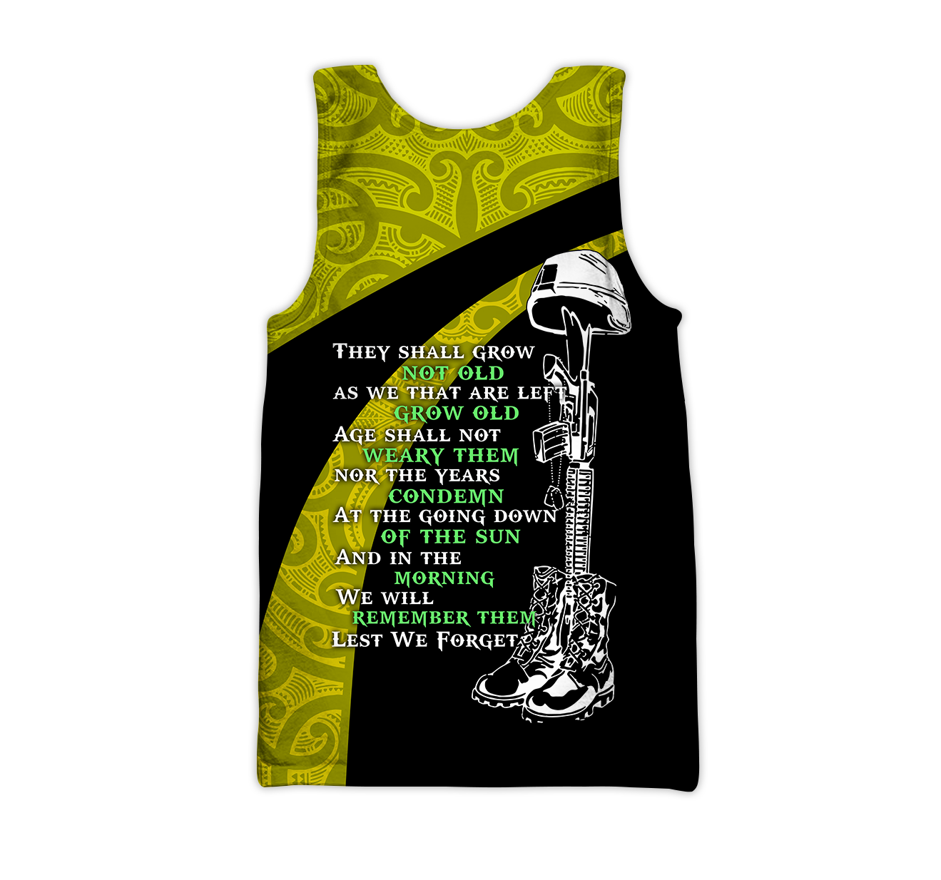 Tmarc Tee Anzac day the ode fern-wattle Australia and Kiwi yellow 3D print shirt