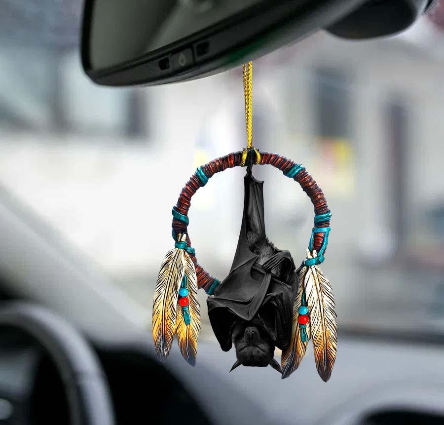 Bat native circle two sided ornament