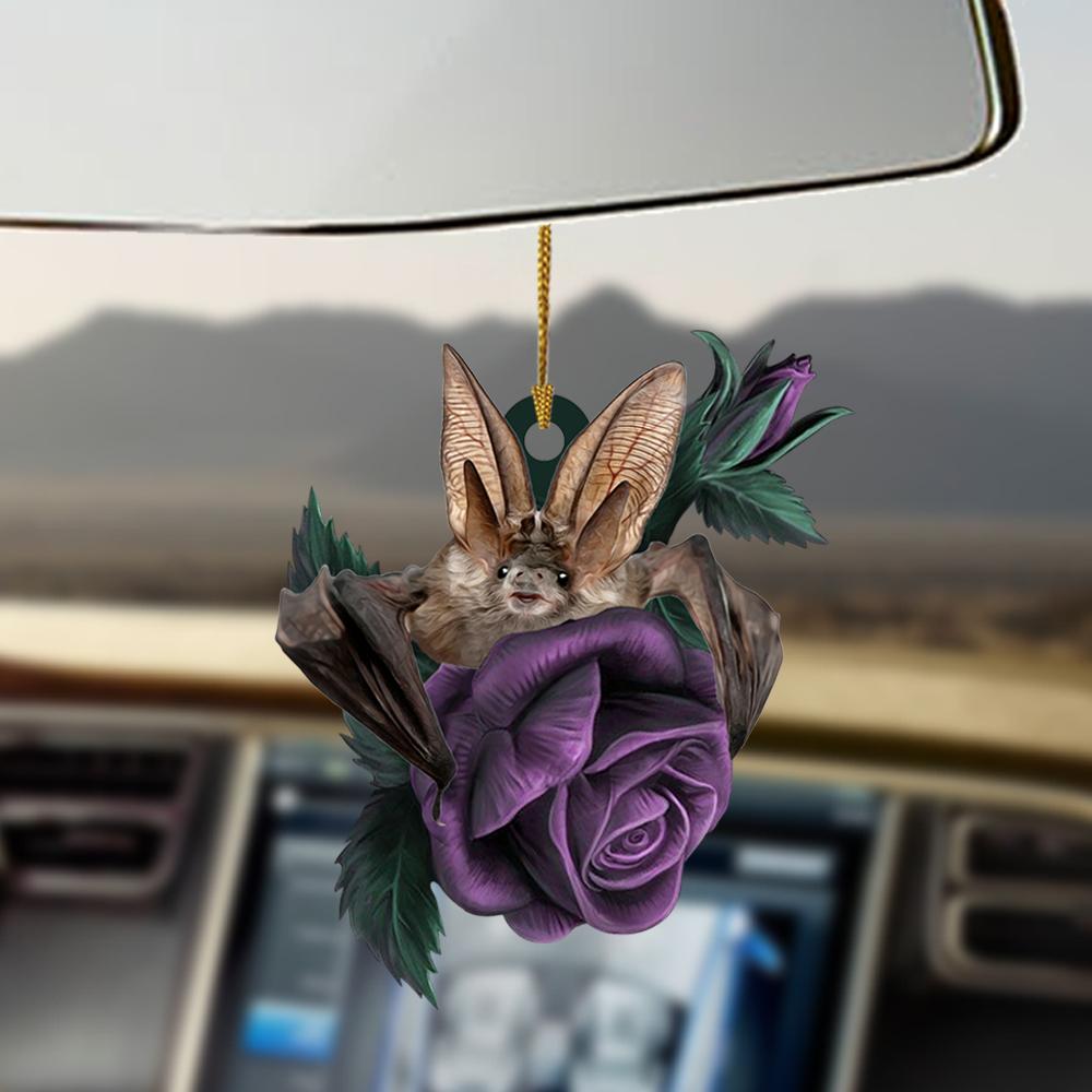 Bat purple rose two sided ornament