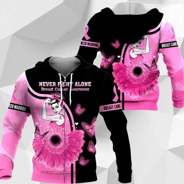 3D Breast Cancer Never Fight Alone Sunflower Girl Hoodie T-Shirt Sweatshirt SU110307 - Amaze Style™-Apparel