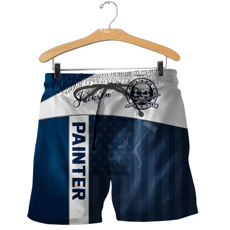 Tmarc Tee Personalized Name American Painter 3D All Over Printed Unisex Shirts Blue