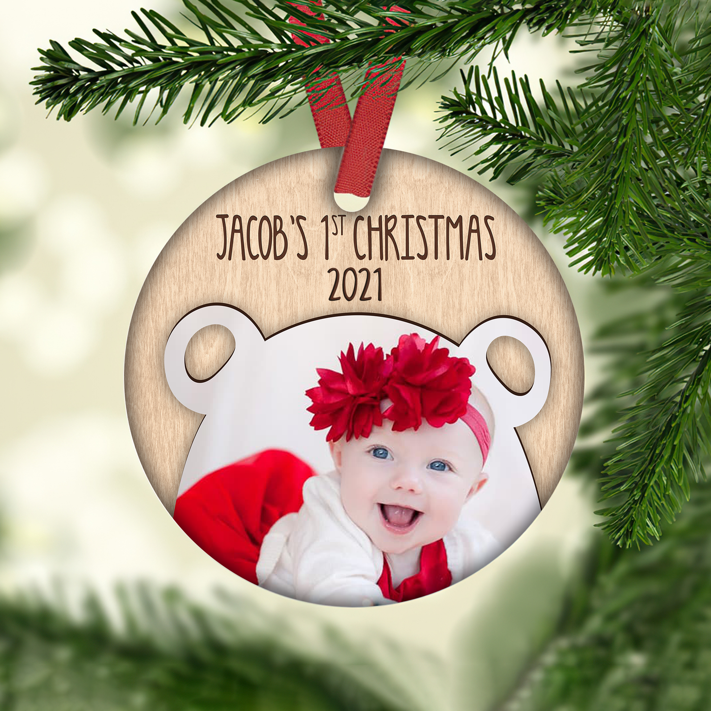 Baby's First Christmas Customized Photo Ornament, Christmas Gifts