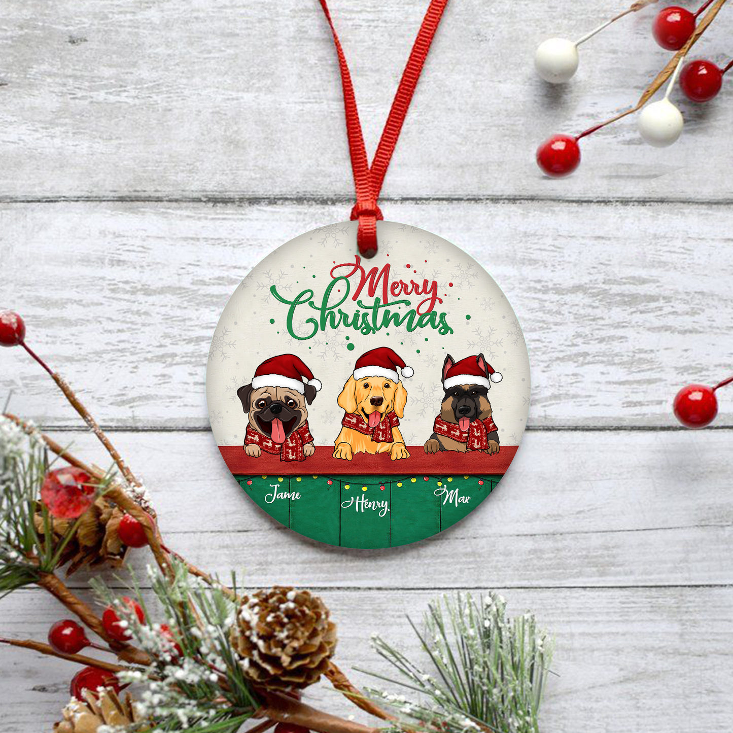 Merry Christmas Customized Ornament Christmas Gift For Dog Lover Home Decor