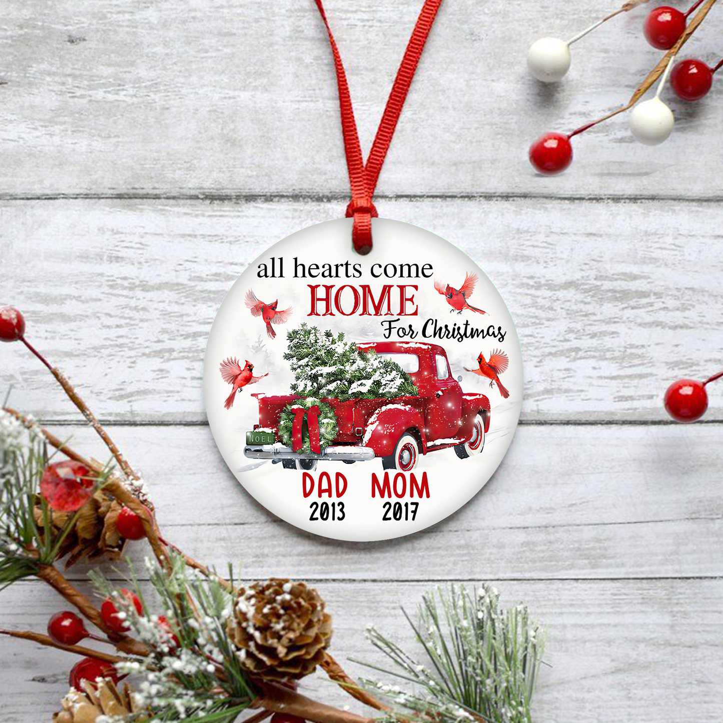 All Hearts Come Home For Christmas Customized Ornament, Christmas Gifts Memorial Gift