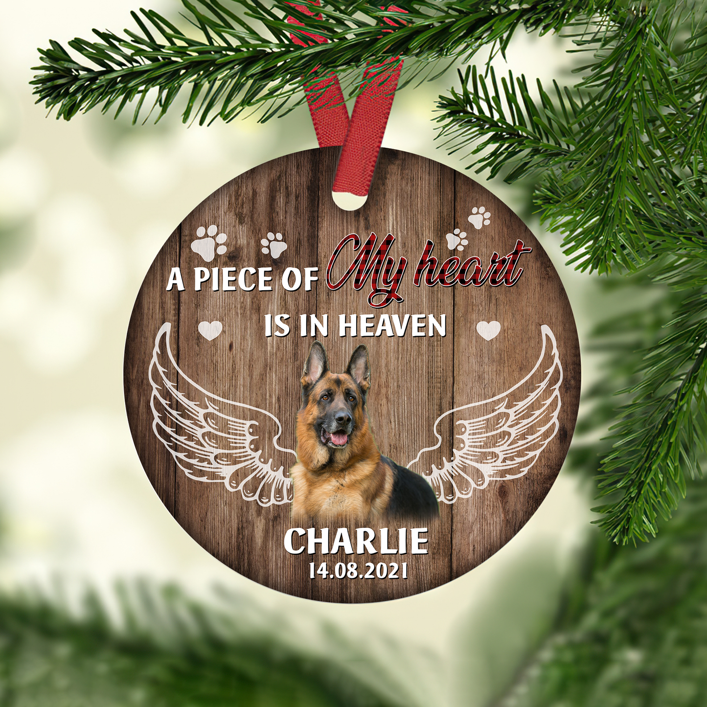 A Peace Of My Heart Is In Heaven Customized Ornament Christmas Gifts Memorial Gift