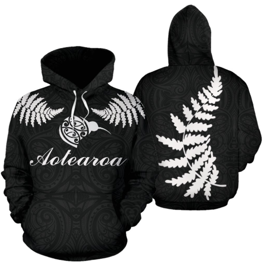 Aotearoa-New Zealand Hoodie Silver Fern Kiwi Patterns Maori TH5 - Amaze Style™-Apparel