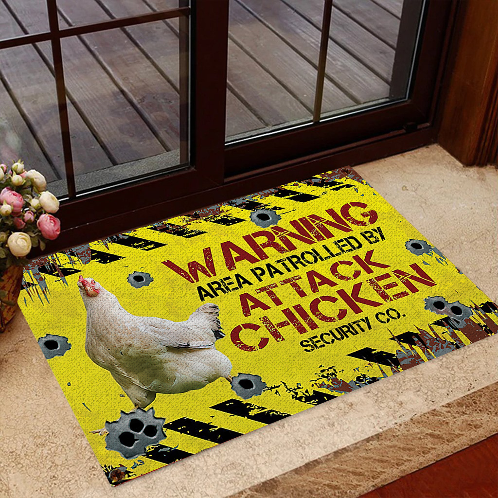 This House Was Patrolled Rooster Doormat