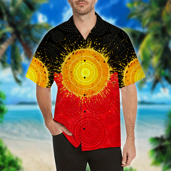 Tmarc Tee Aboriginal Flag Indigenous Sun Painting Art 3D design shirts