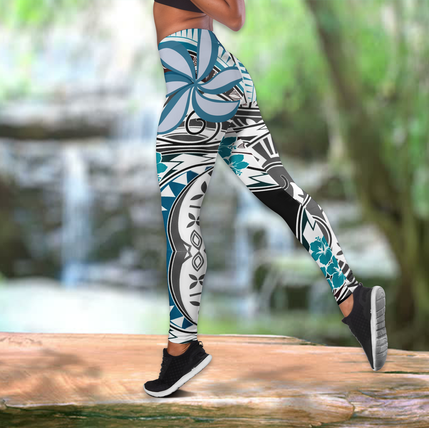 Amazing Polynesian Tribal Pattern And Frangipani Deluxe Legging & Tank Top ML