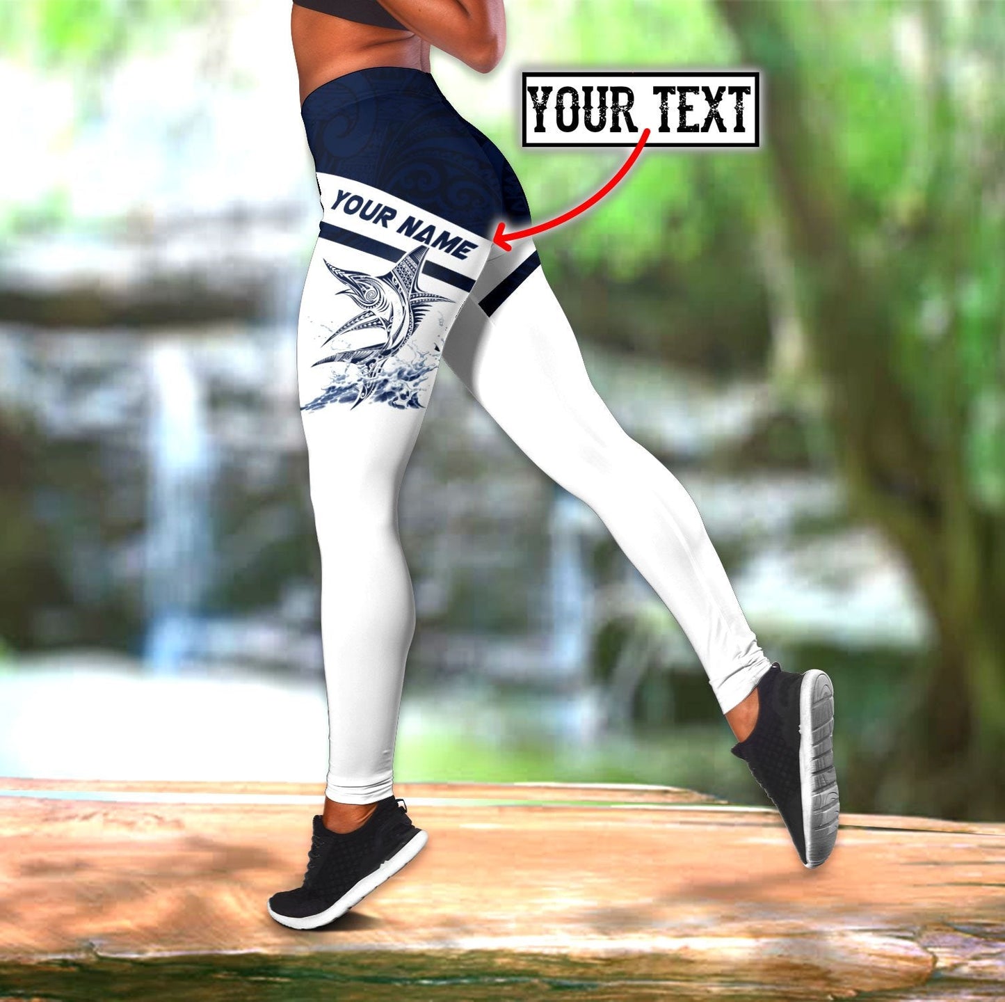 Amazing Polynesian Marlin Billfish Fishing Personalized Legging & Tank Top Polynesian ML