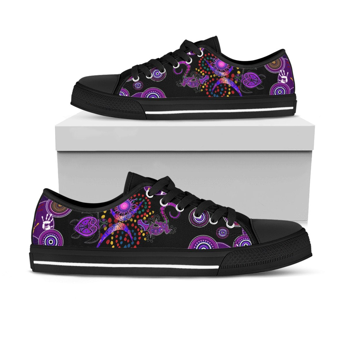 Aboriginal Naidoc Week 2021 Best Purple Turtle Lizard Low Top Shoes