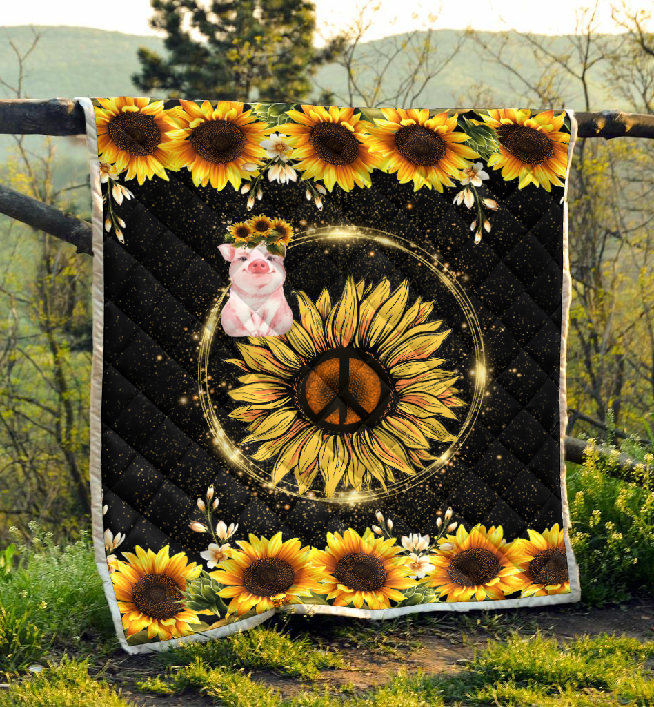 Awesome Pig and Sunflower Quilt VP14112011