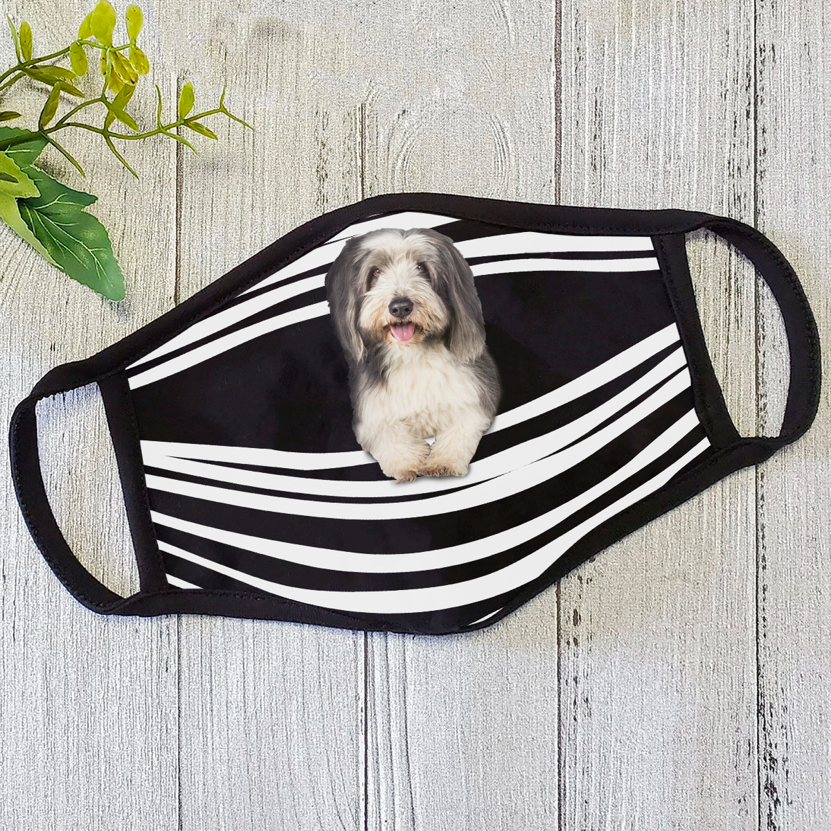 Bearded Collie Stripes All-Over-Print Face Mask DL