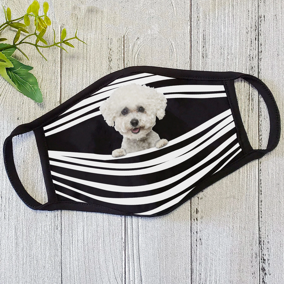 Bichon Frise Stripes All-Over-Print Face Mask DL