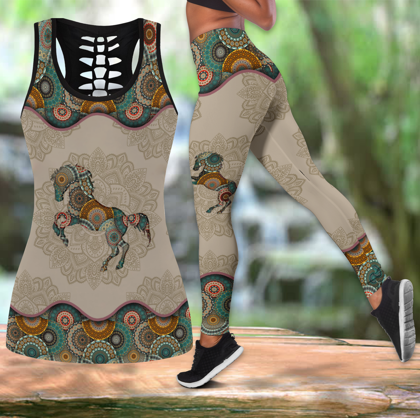 Vintage Horse Combo Tank + Legging JJ250401 - Amaze Style™-Apparel