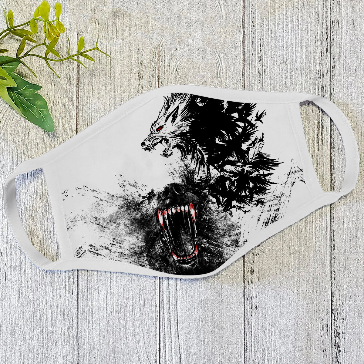 Viking Fenrir Wolf Face Mask White ML