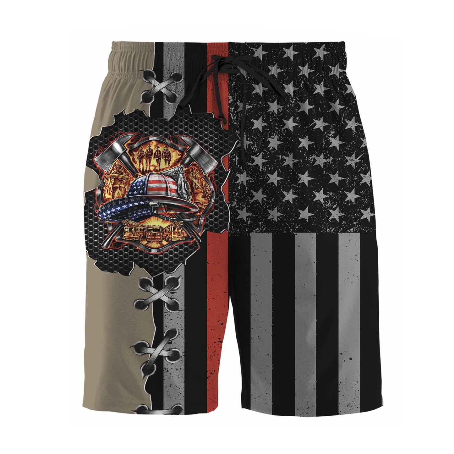 Customize Name Firefigher Combo T-Shirt And Board Short