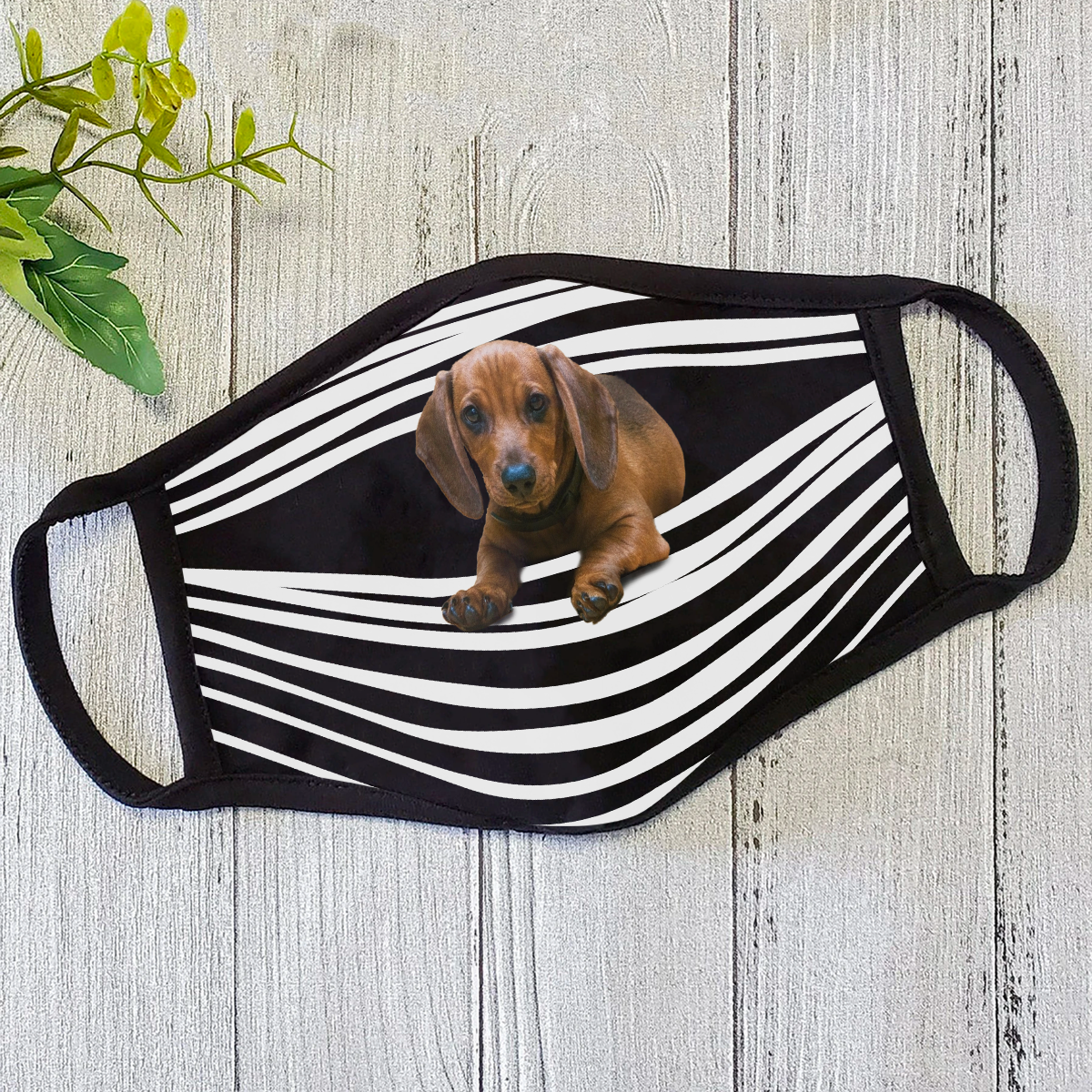 Dachshund Dog Mom Polyblend Stripes Face Mask DL