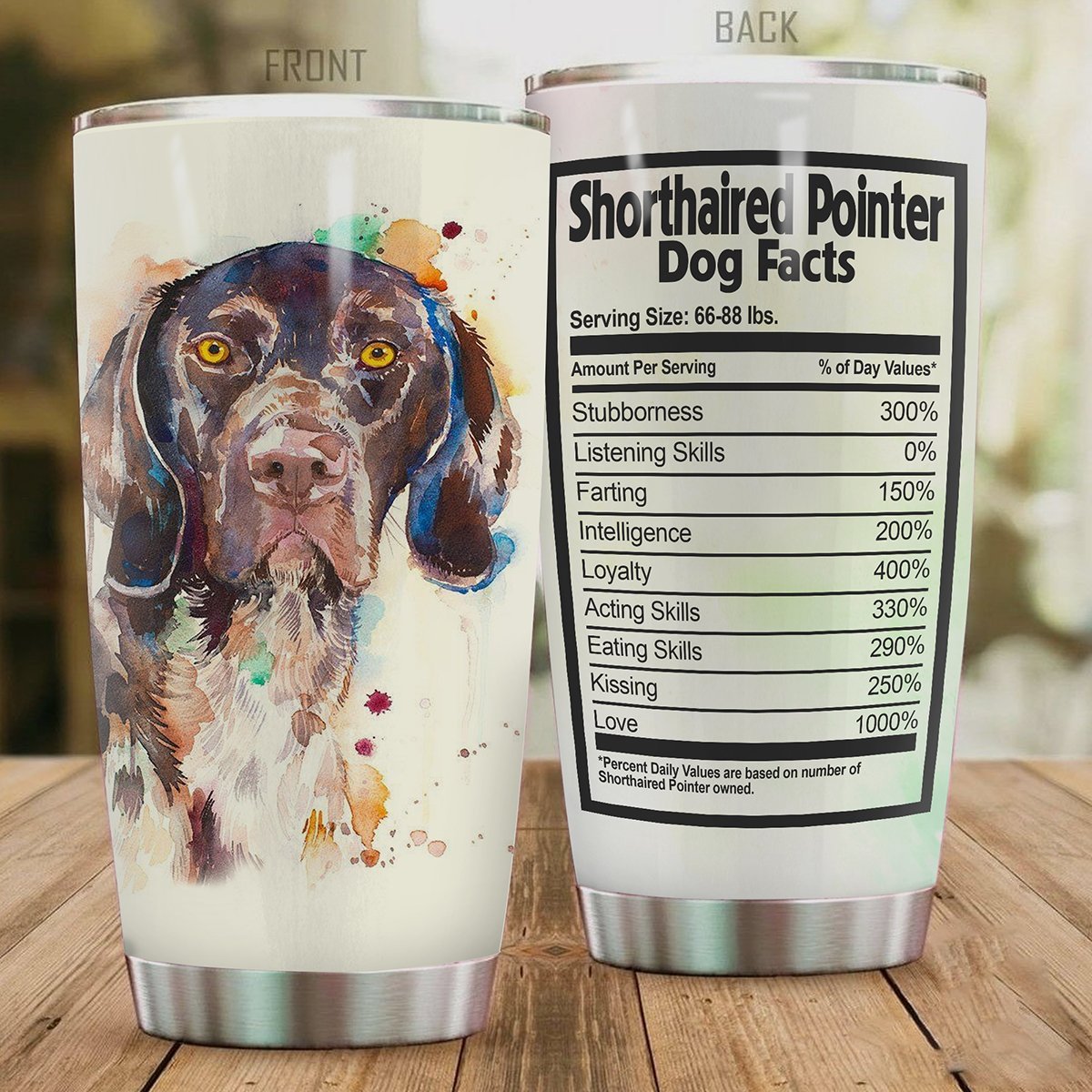 Premium Shorthaierd Pointer Stainless Steel Tumbler