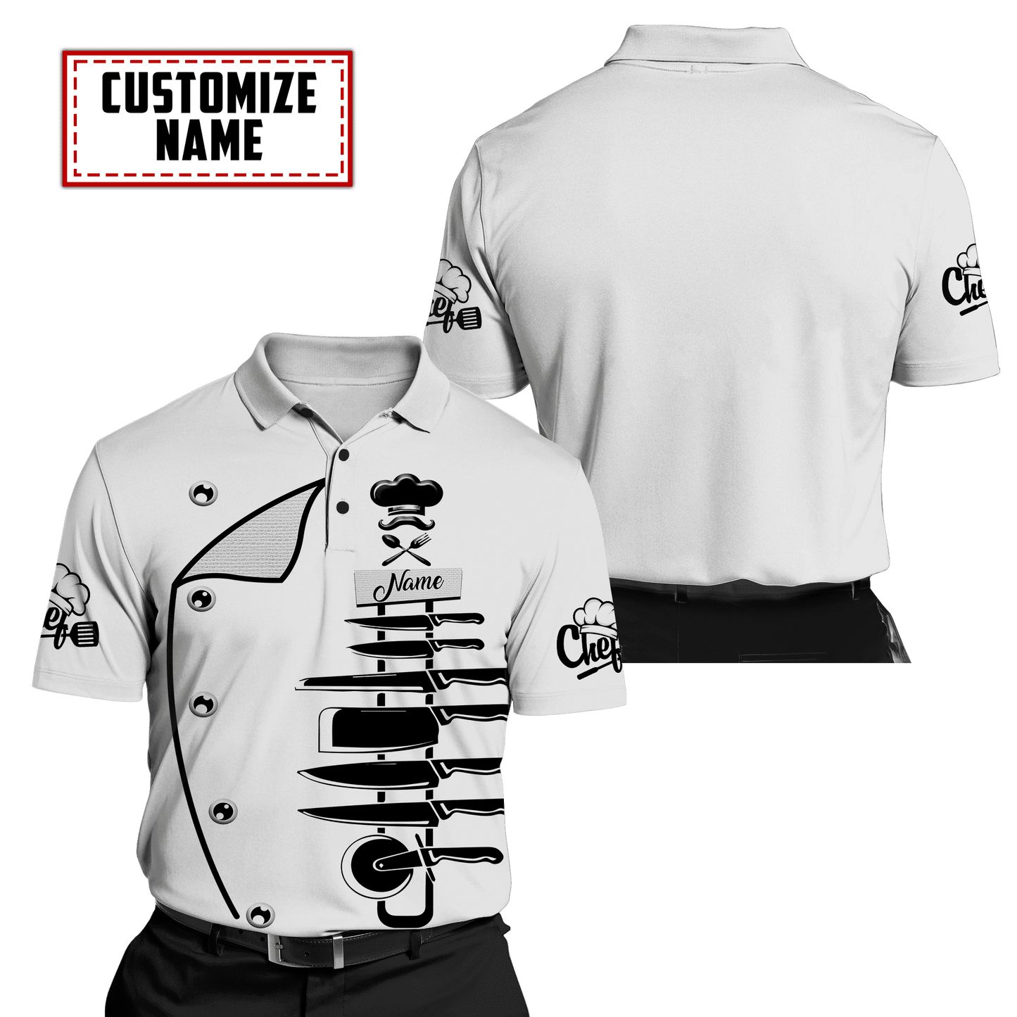 Summer Collection- Customized Name Chef 3D All Over Printed Unisex Shirts