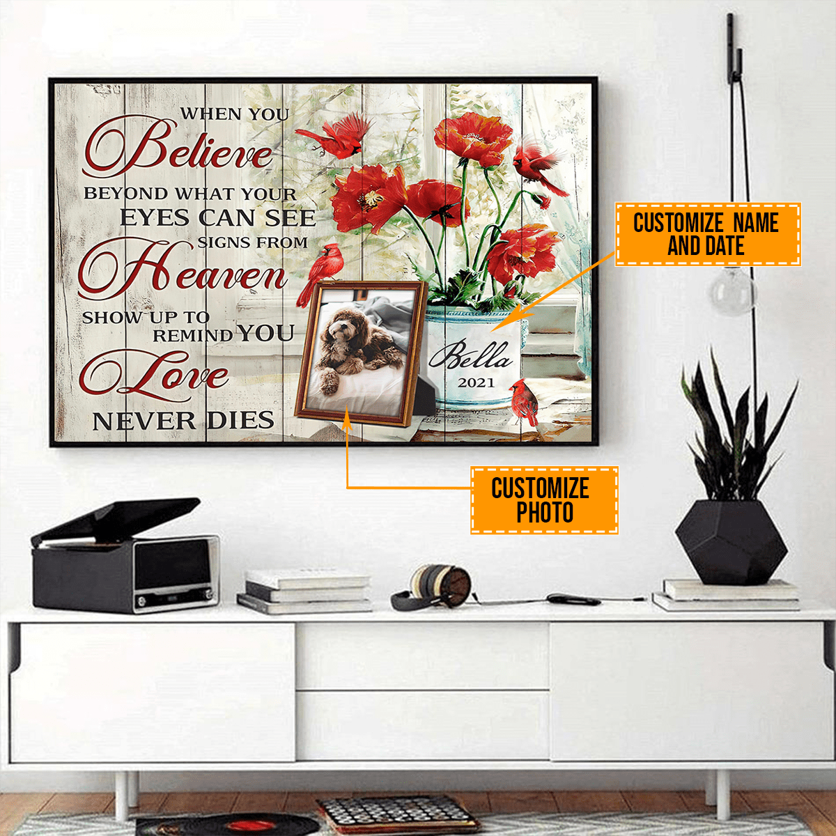 When You Believe Beyond What Your Eyes Can See Signs From Heaven Pet Picture Frame Canvas Memorial Gifts