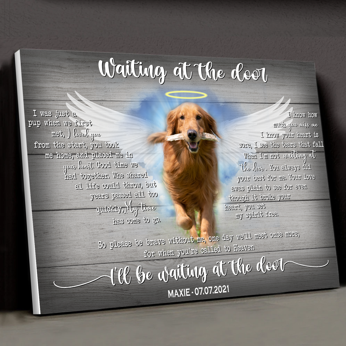 Waiting At The Door Memorial Dog Pet Lover Gift - Personalized Custom Canvas Poster
