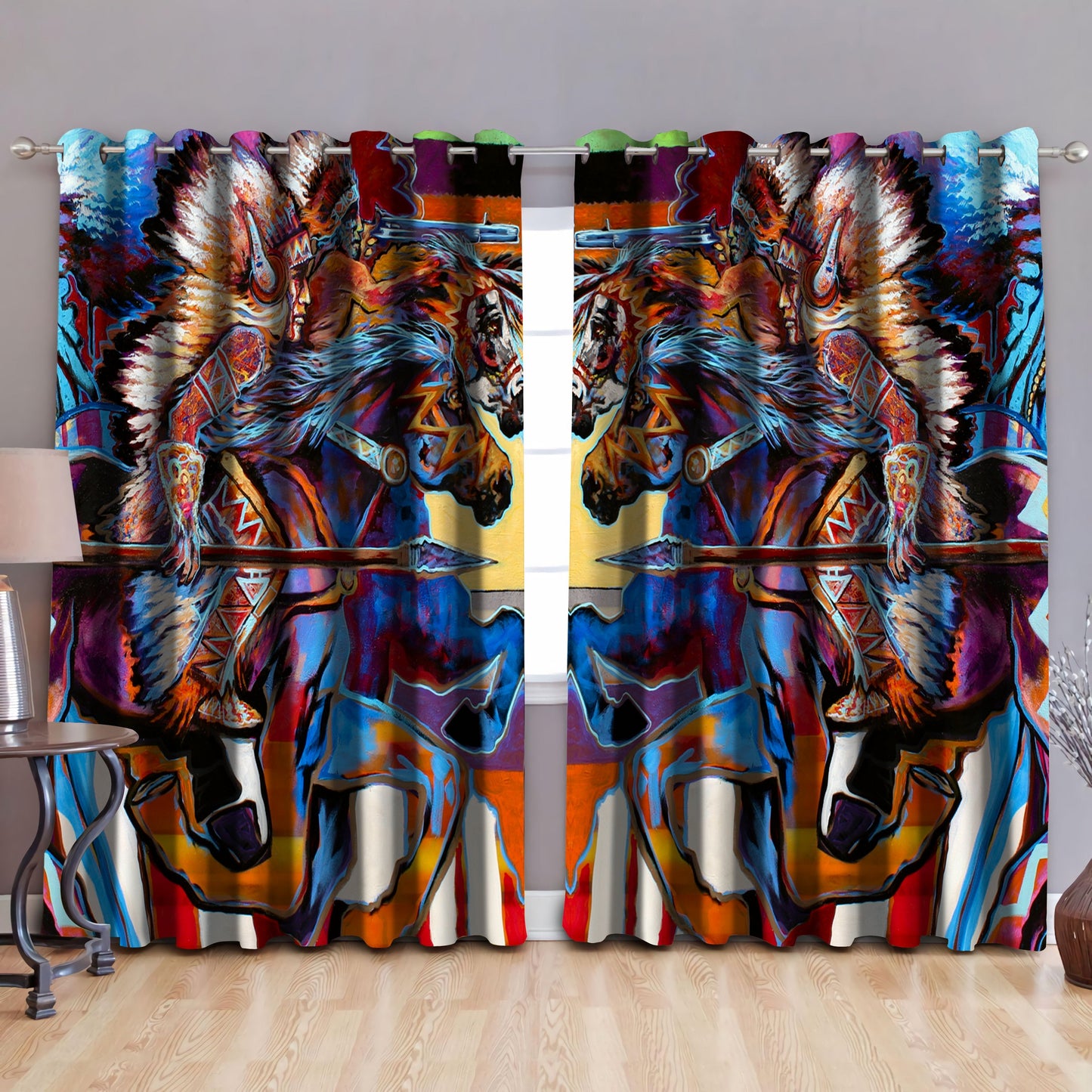 Warrior Native American Blackout Thermal Grommet Window Curtains Pi110505 - Amaze Style™-Curtains