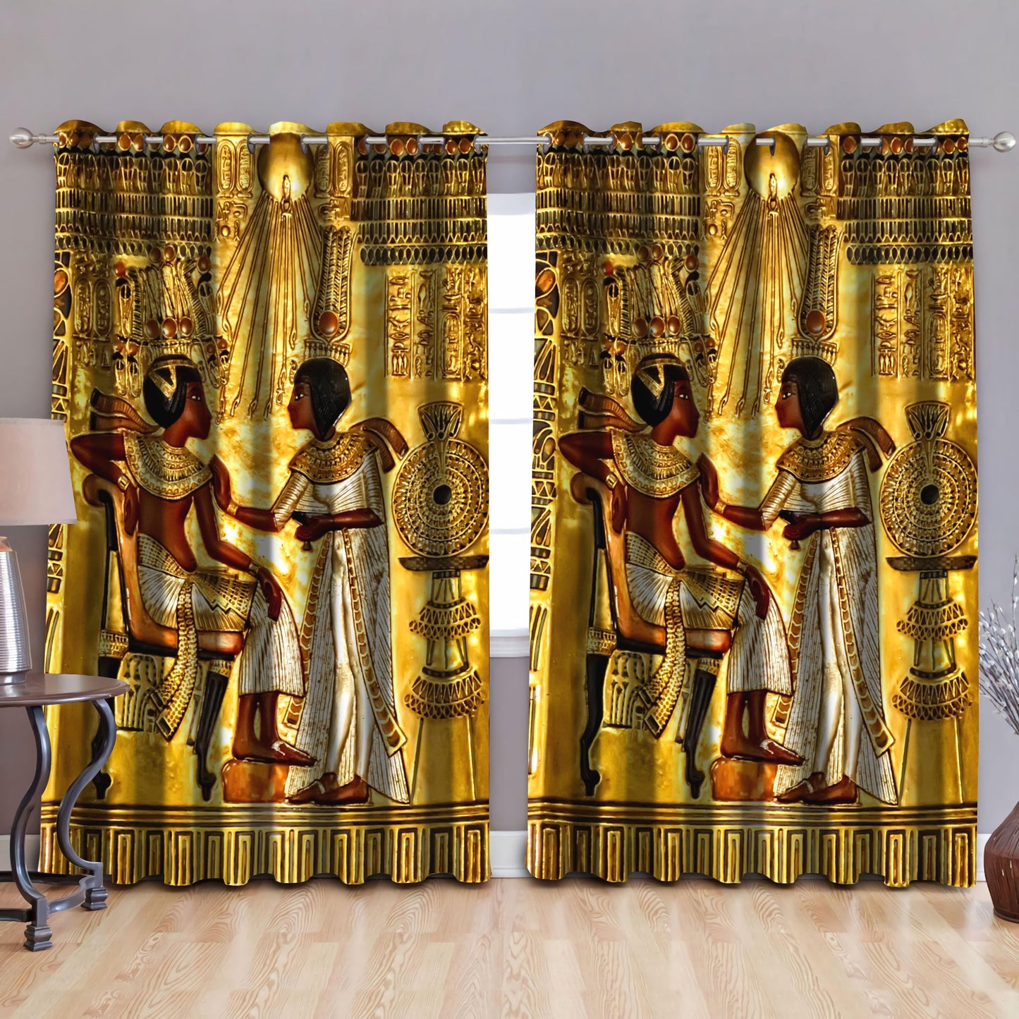 Ancient Egyptian Blackout Thermal Grommet Window Curtains Pi25062002