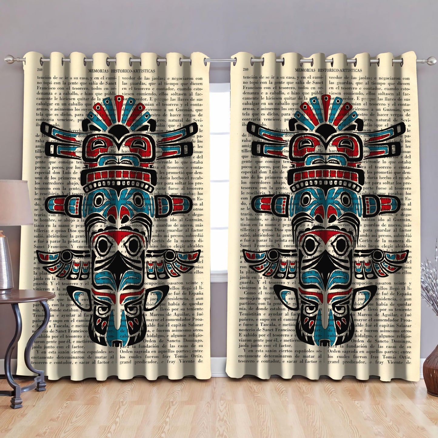 Aztec Native American Pattern Blackout Thermal Grommet Window Curtains Pi30052009