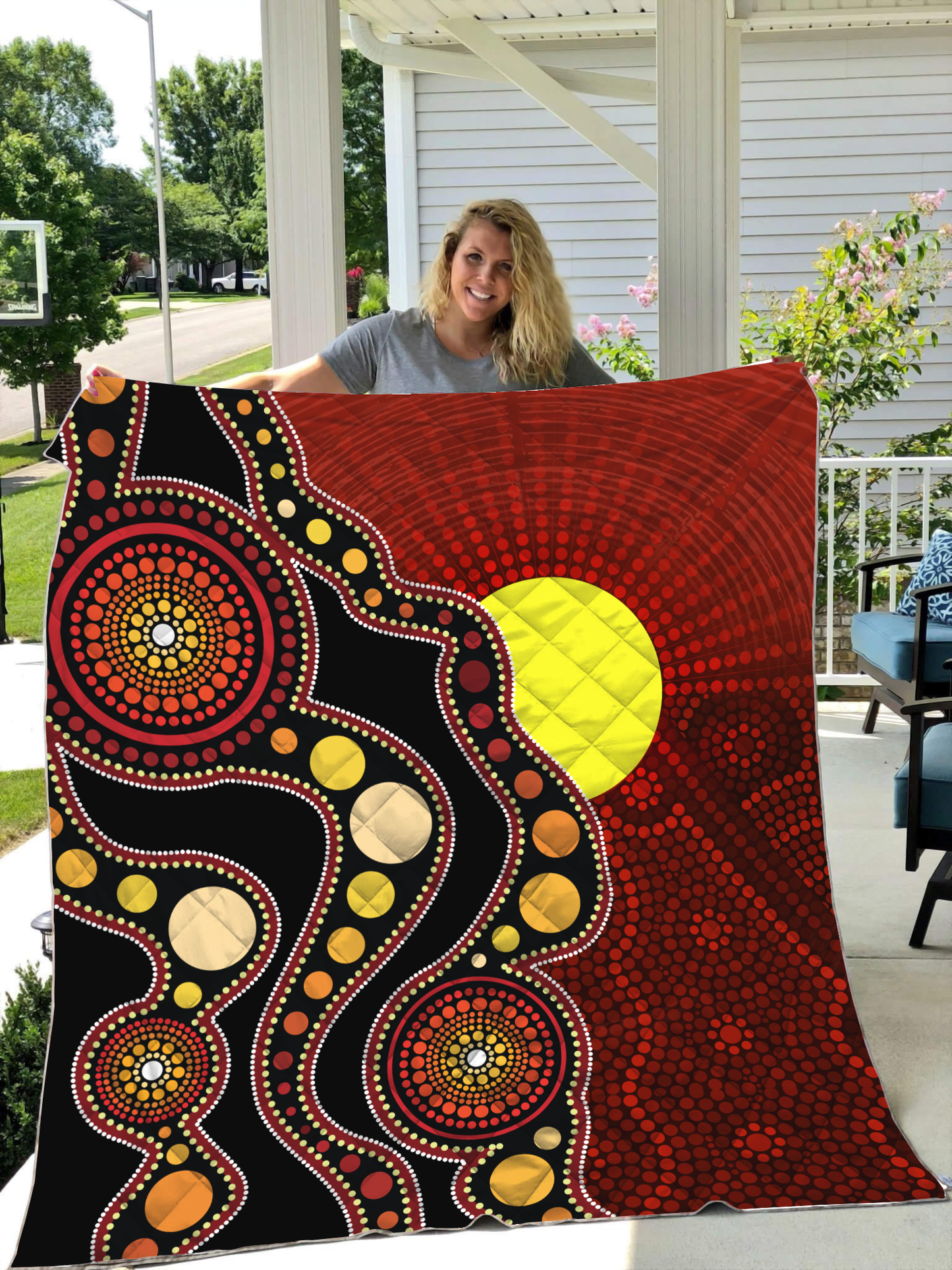 Aboriginal Decors Australian Gifts Flag Circle Dot Quilt