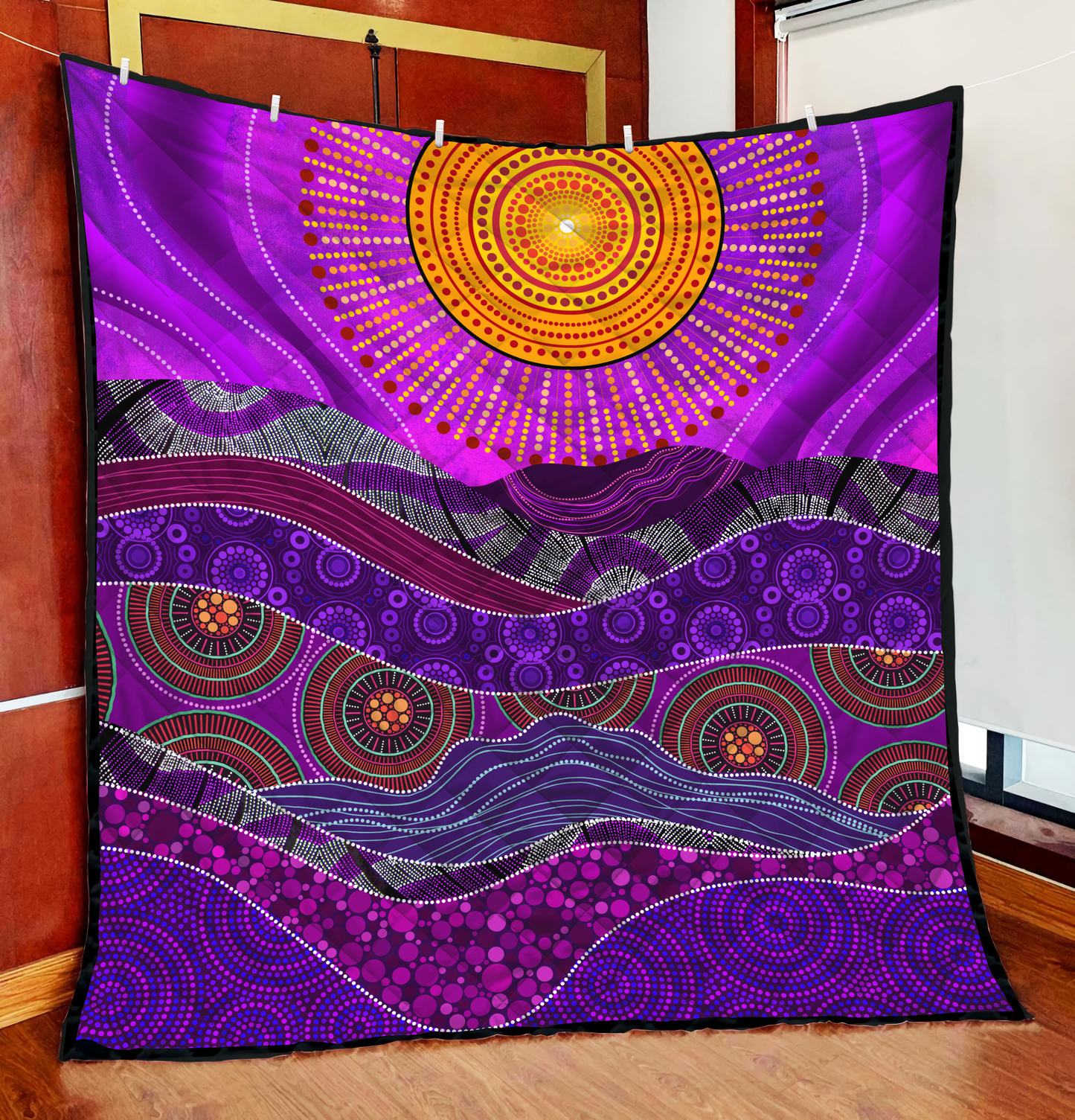 Aboriginal Decors Australian Gifts the purple sun Quilt