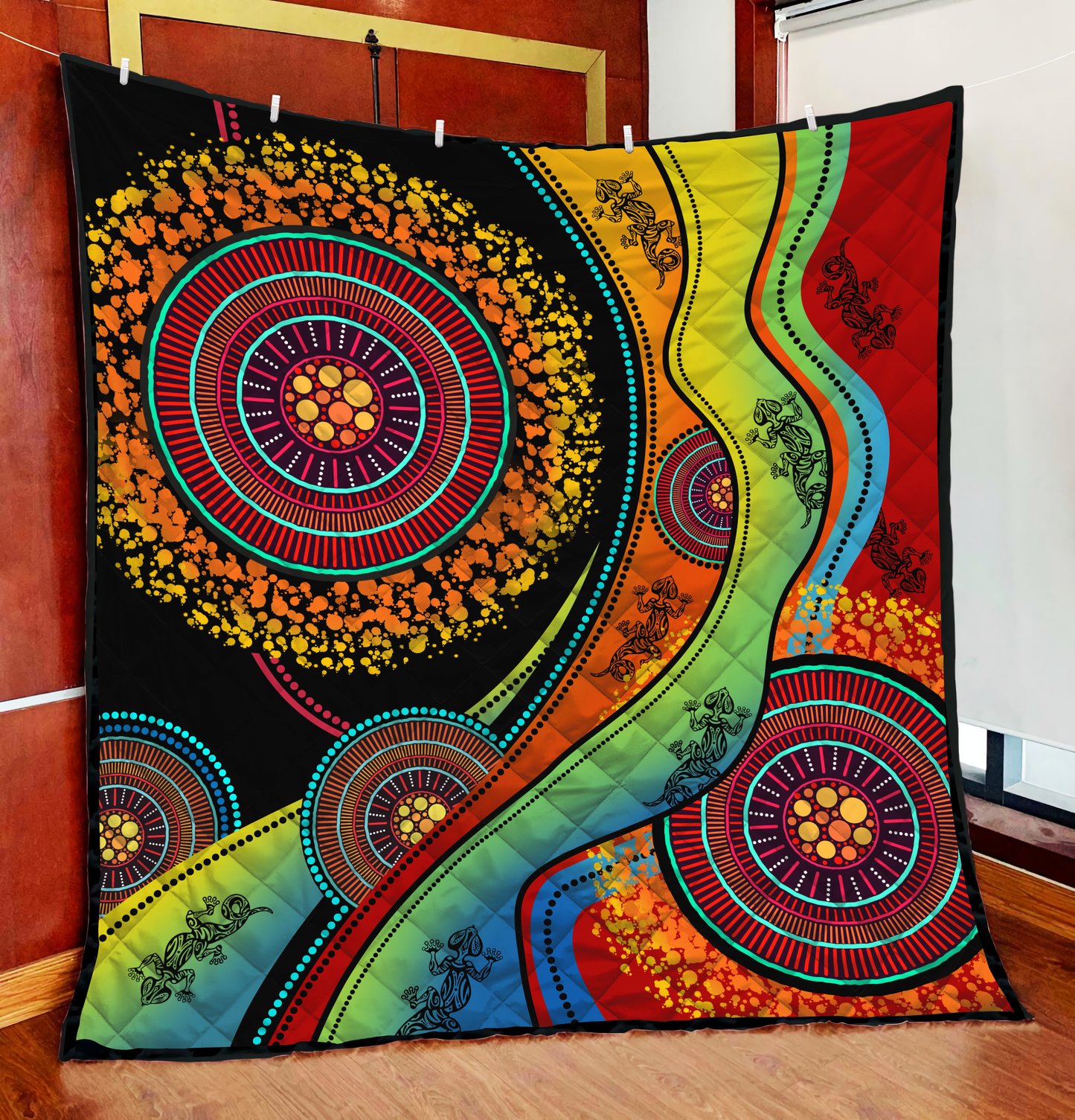 Aboriginal Decors Australian Gifts Lizards Dreamtime Quilt