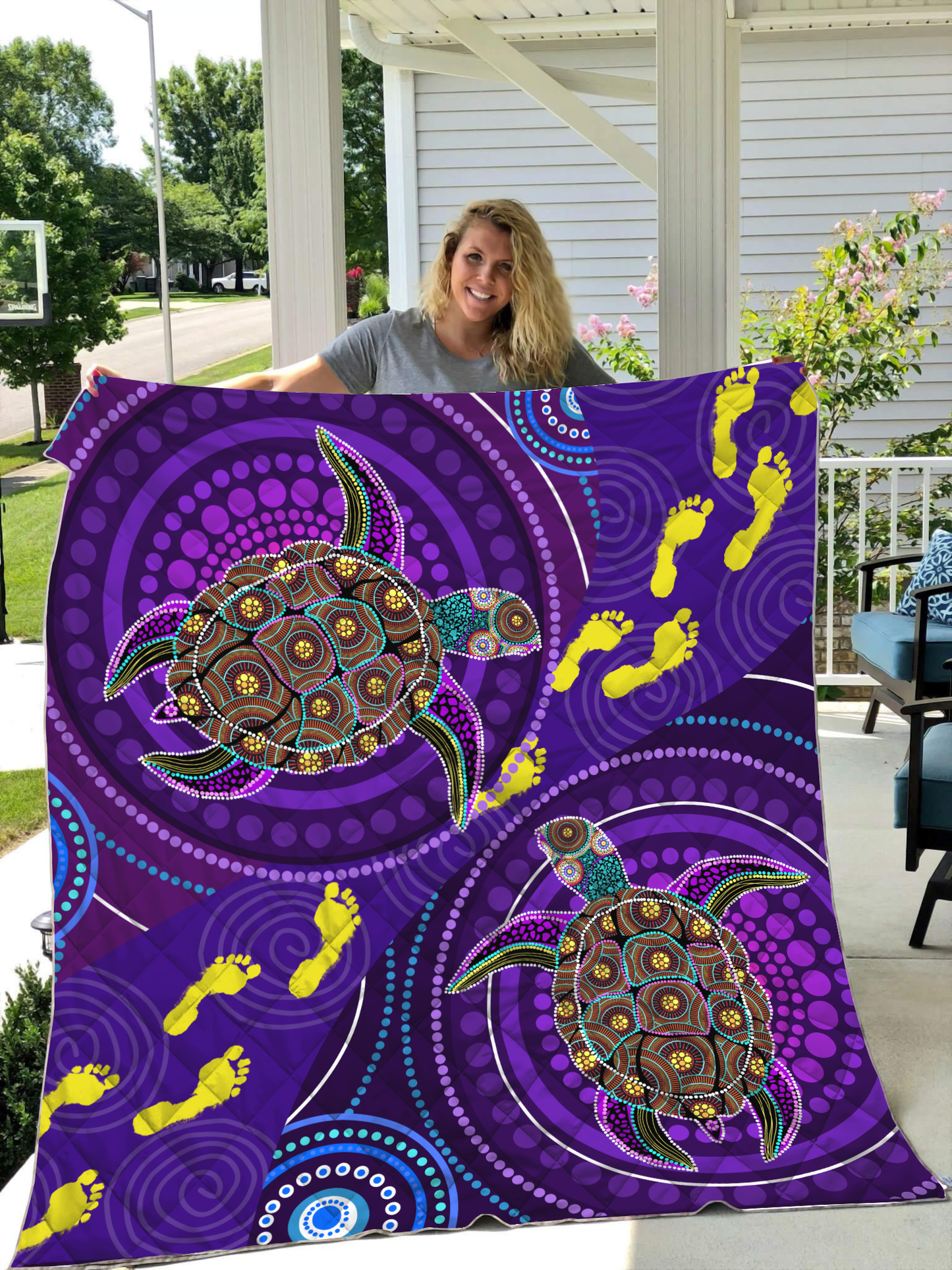 Aboriginal Decors Australian Gifts Purple Turtles Quilt