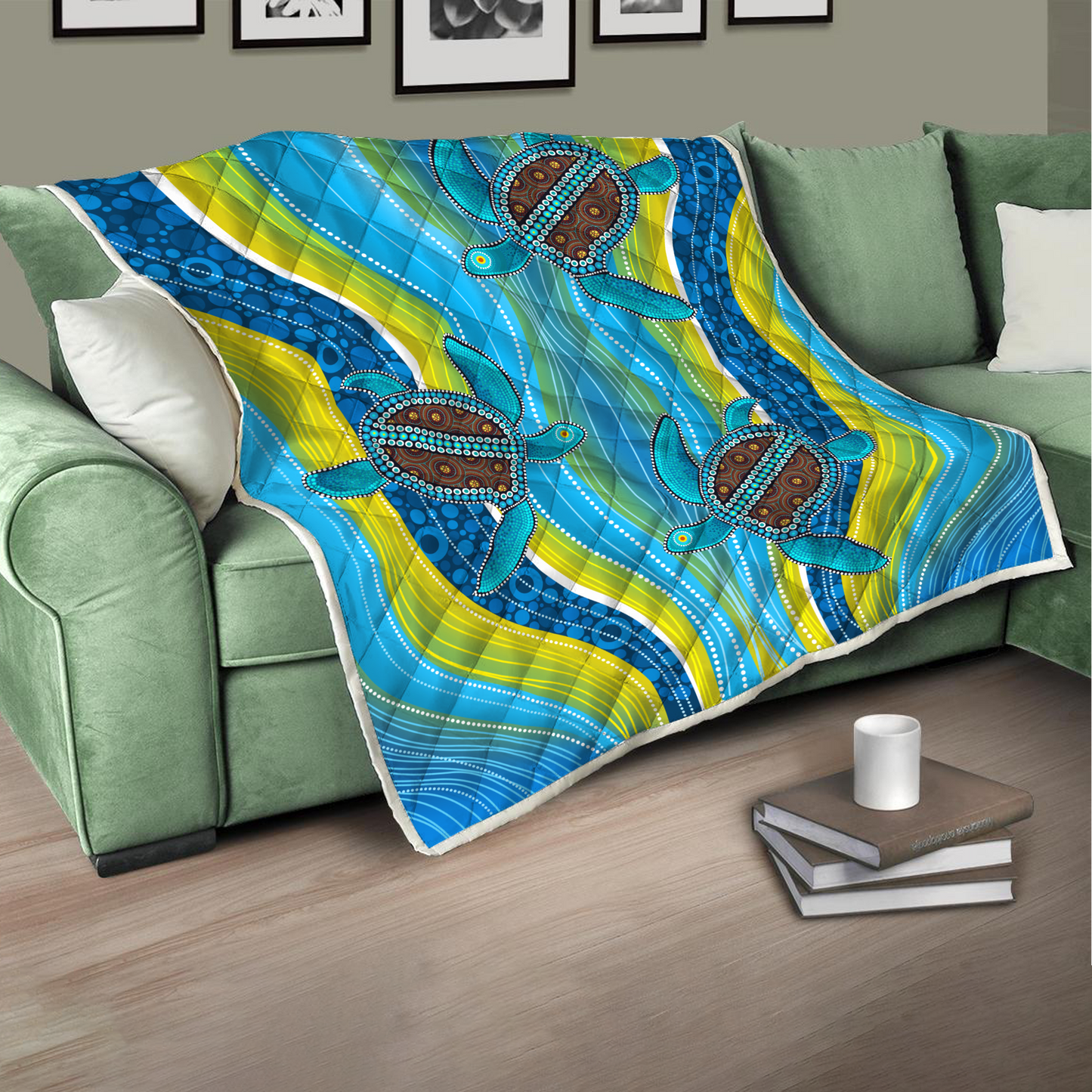 Aboriginal Decors Australian Gifts Blue Turtles Quilt