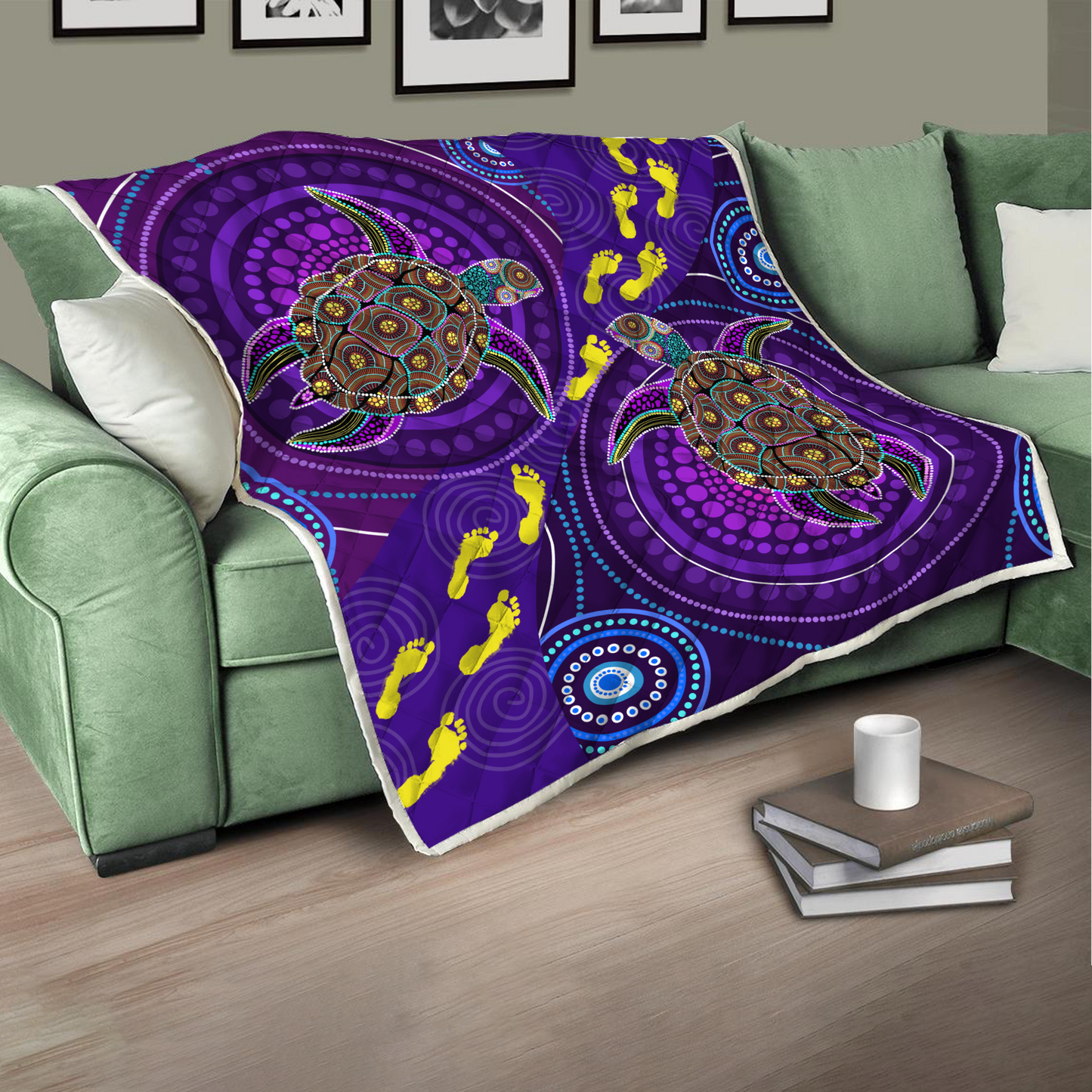Aboriginal Decors Australian Gifts Purple Turtles Quilt