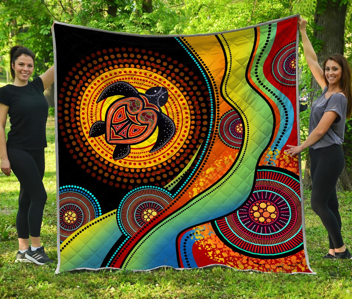Aboriginal Decors Australian Gifts Green Turtle Quilt