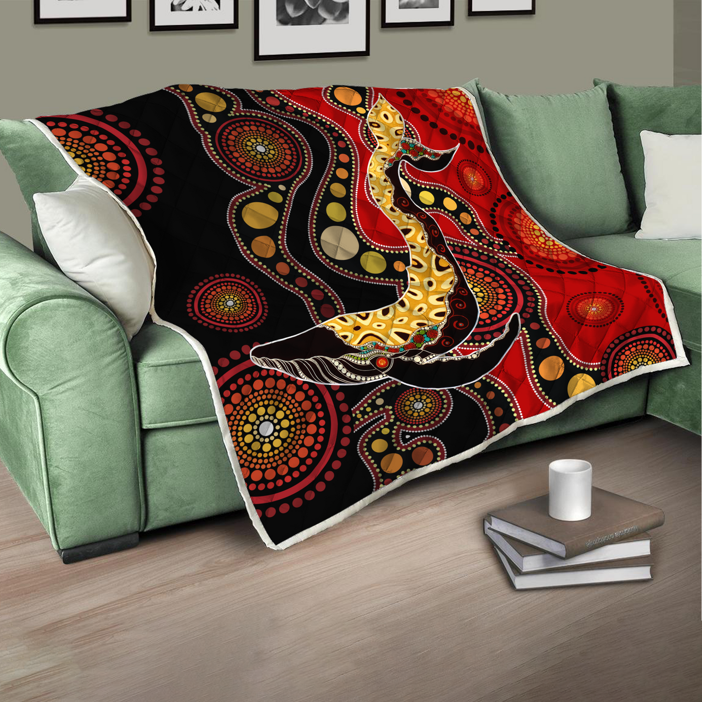 Aboriginal Decors Australian Gifts Shark Hunting Quilt