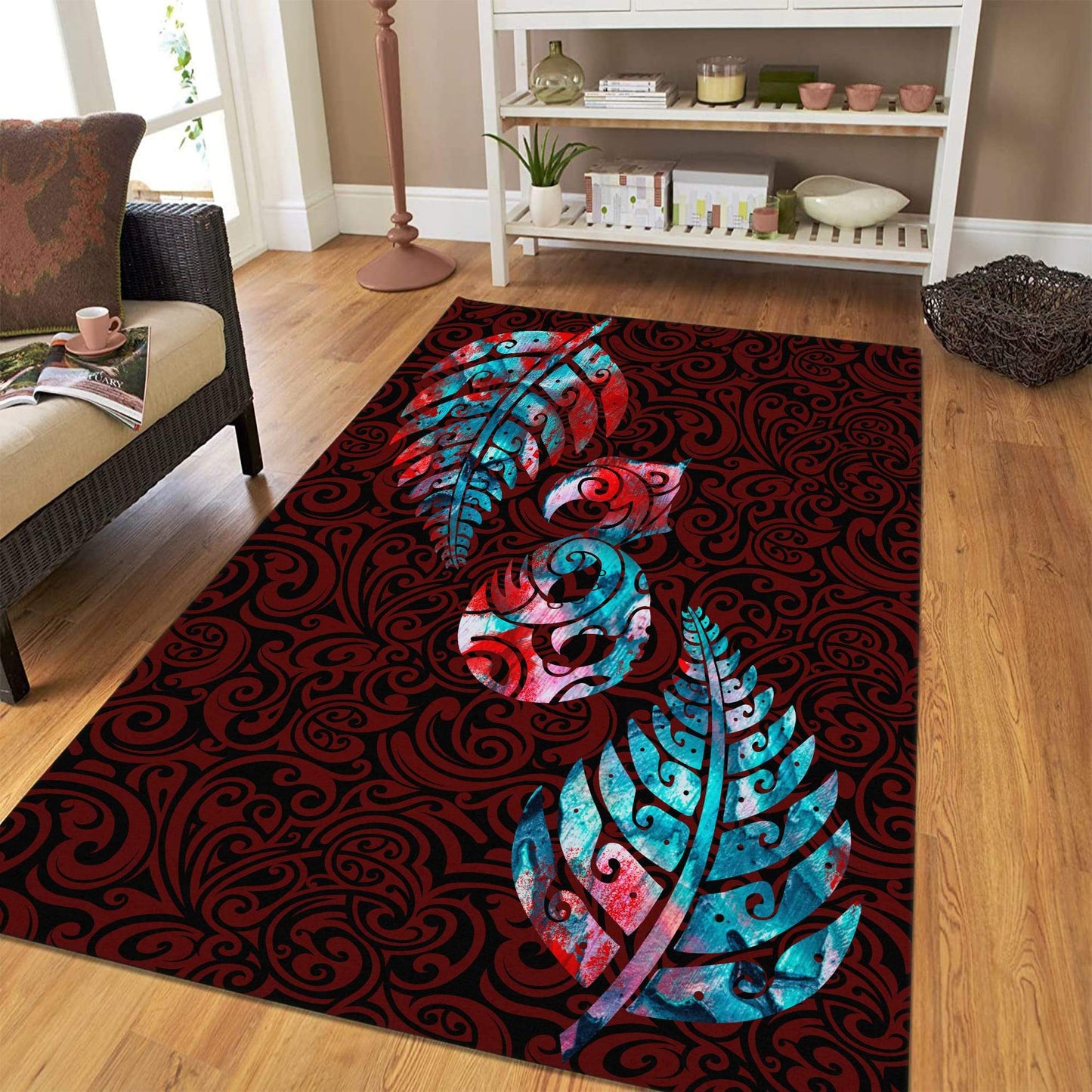 Aotearoa Maori Silver Fern Manaia Vibes Rug ML