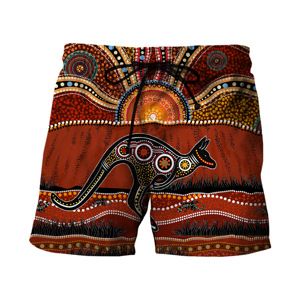 Aboriginal Australia Kangaroo running Lizard Art shirts for men and women