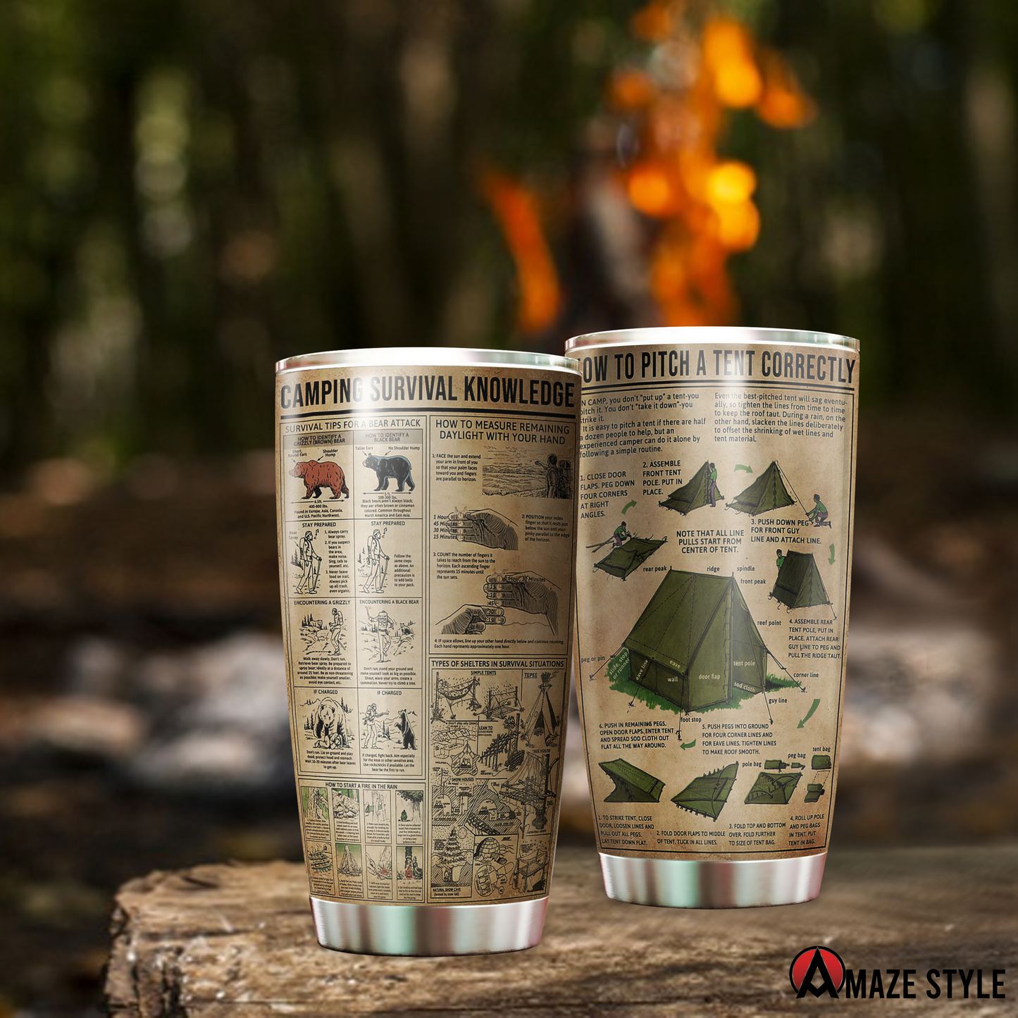 Camping Survival Knowledge Limited by SUN Tumbler 20 Oz SU240304 - Amaze Style™-