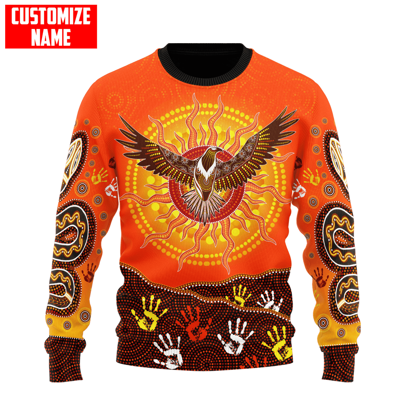 Aboriginal Eagle Flying into Sunset Custom name 3D printed winter shirts