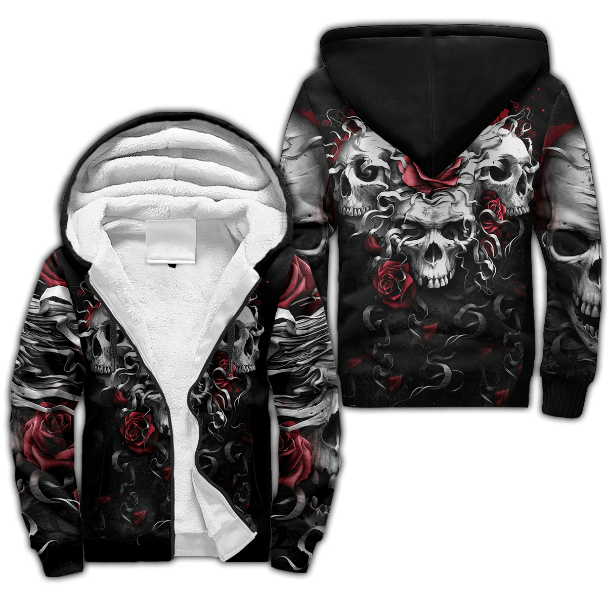 Unique Unisex All Over Printed Skulls And Roses Shirts MEI