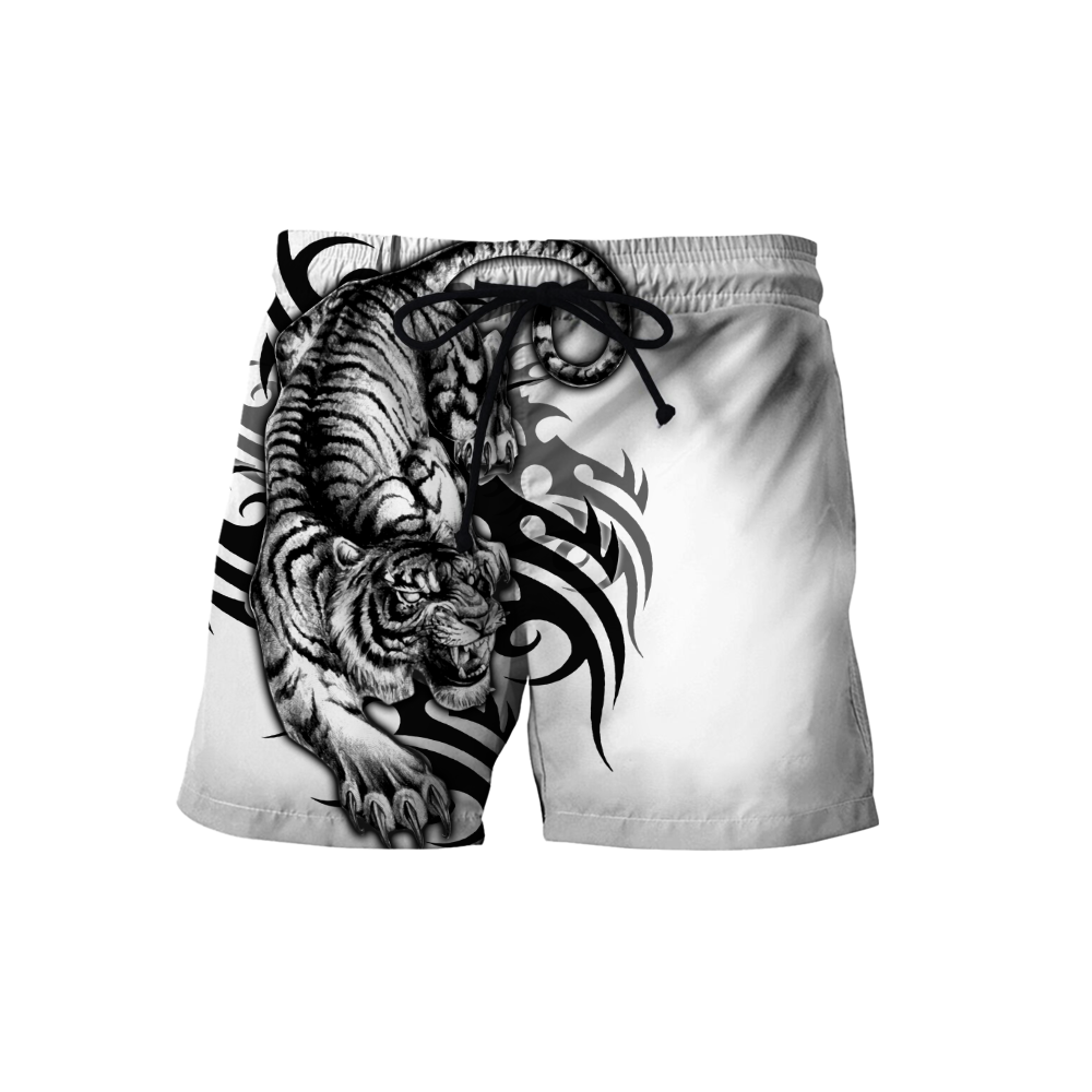 White Tiger Tribal Tattoo 3D All Over Printed Shirts For Men and Women