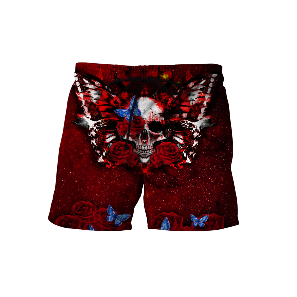 Butterfly love Skull red 3D all over printed for man and women QB05312002